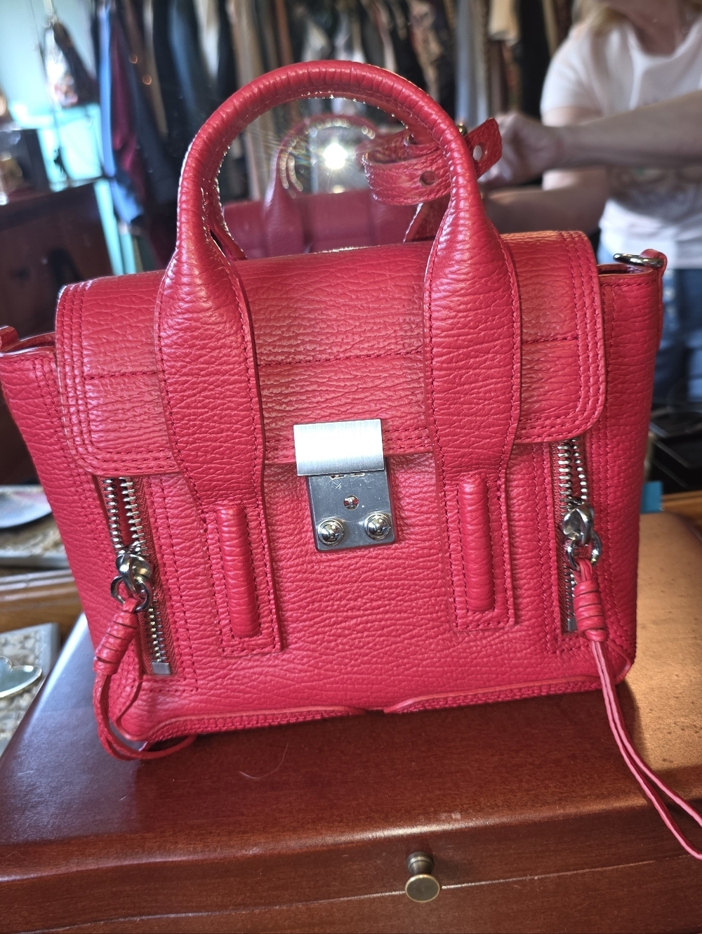 3.1 Phillip Lim Small Red Satchel. Missing Strap! Perfect Condition! Silver